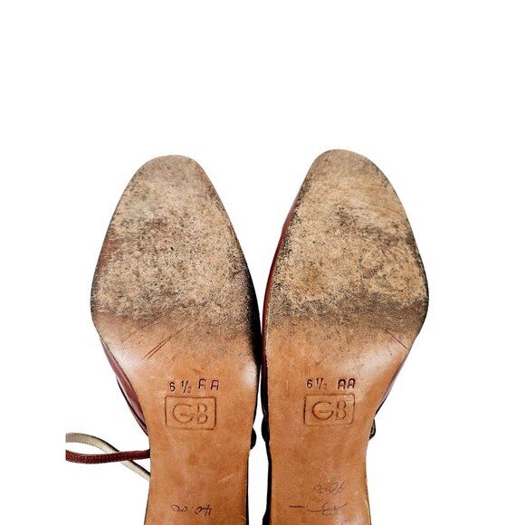 Geoffrey Beene Womens Burgundy Leather Heels Strappy Design Size 6.5 AA Italy - Picture 10 of 10